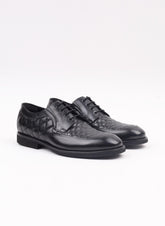 Siyah Nakış Detaylı Erkek Klasik Ayakkabı - Oggi Shoes